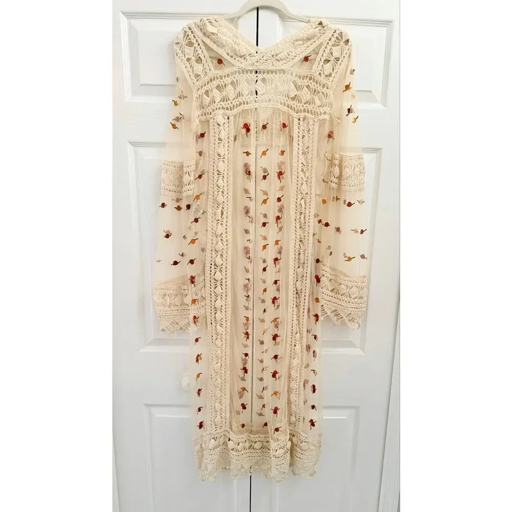 Rare Free People Finest Heart Lace Maxi Tunic Small $398